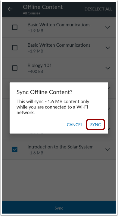 Confirm Sync