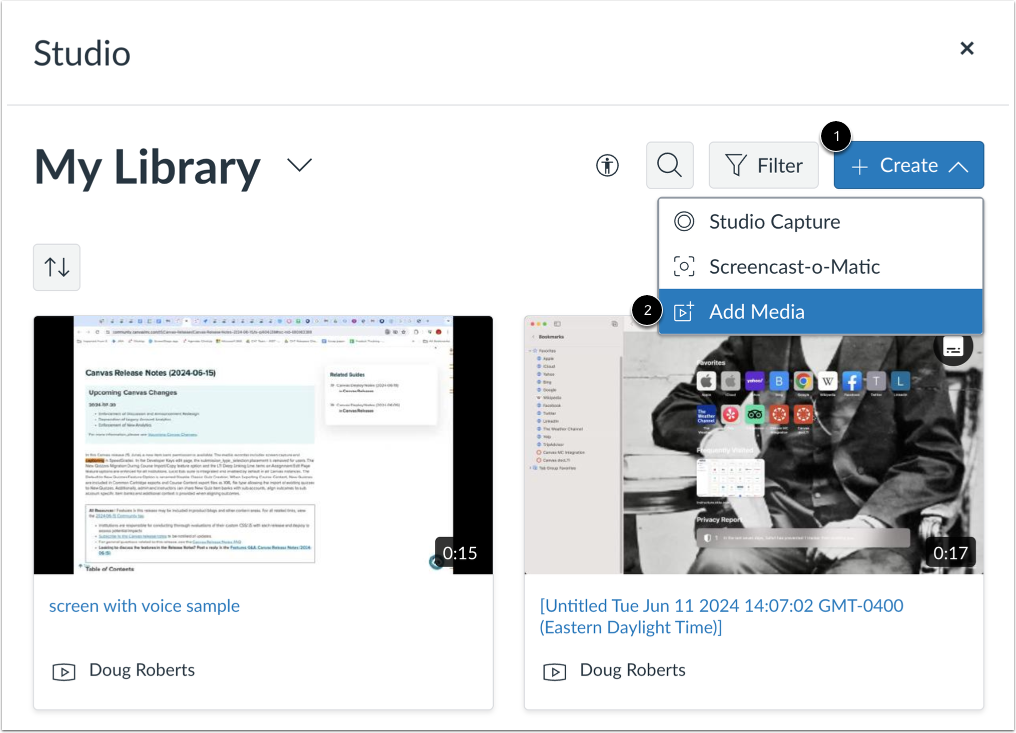 Add Media to Canvas Studio