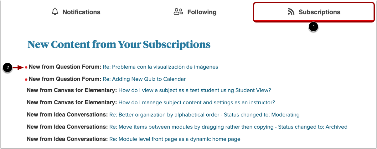 View Subscription Feed