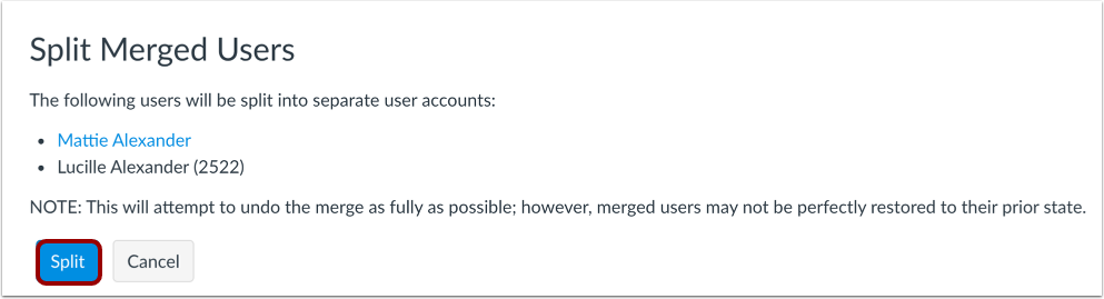 Split Merged User Accounts
