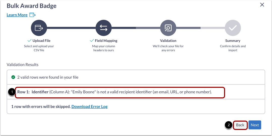 View CSV File Errors
