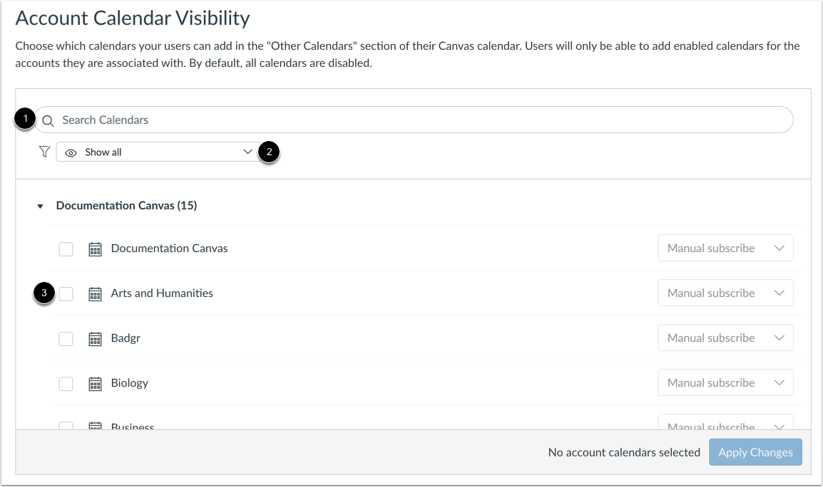 View Account Calendars