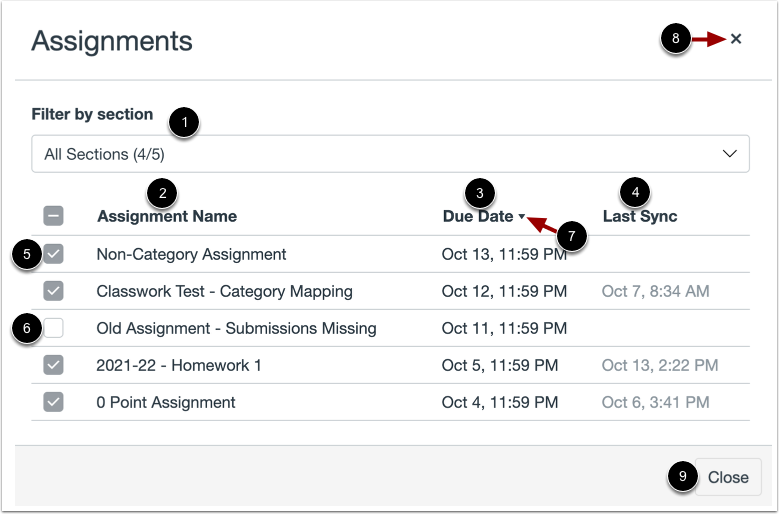 View Synced Assignments