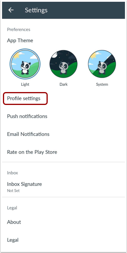 Open Profile Settings