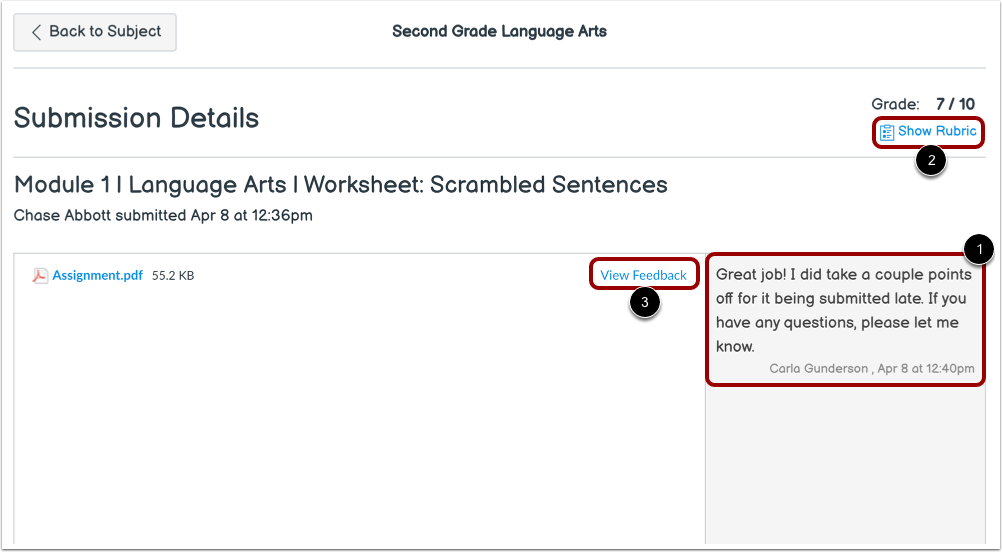View Submission Feedback
