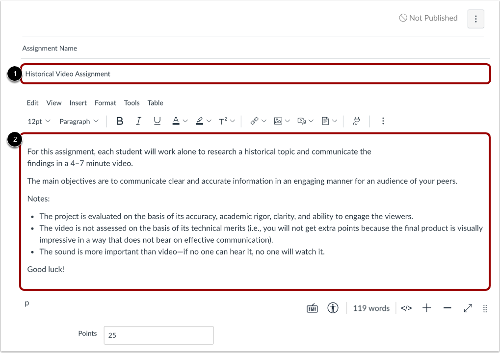 Edit Assingment Details