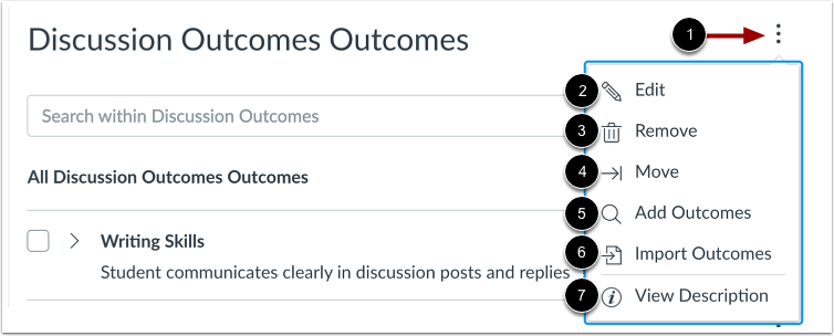 View Outcome Group Settings