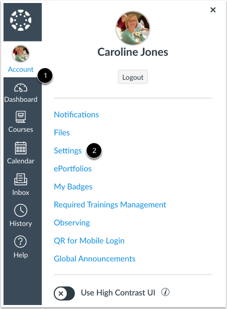 Open Account Settings