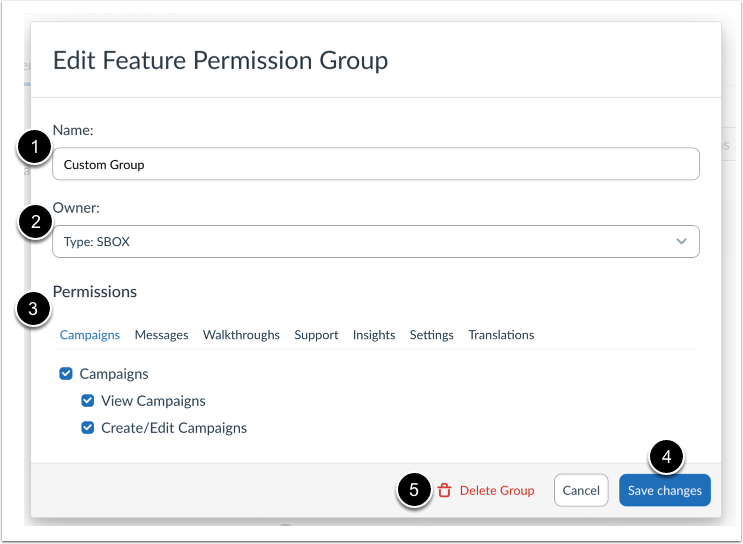 Edit Permissions Group