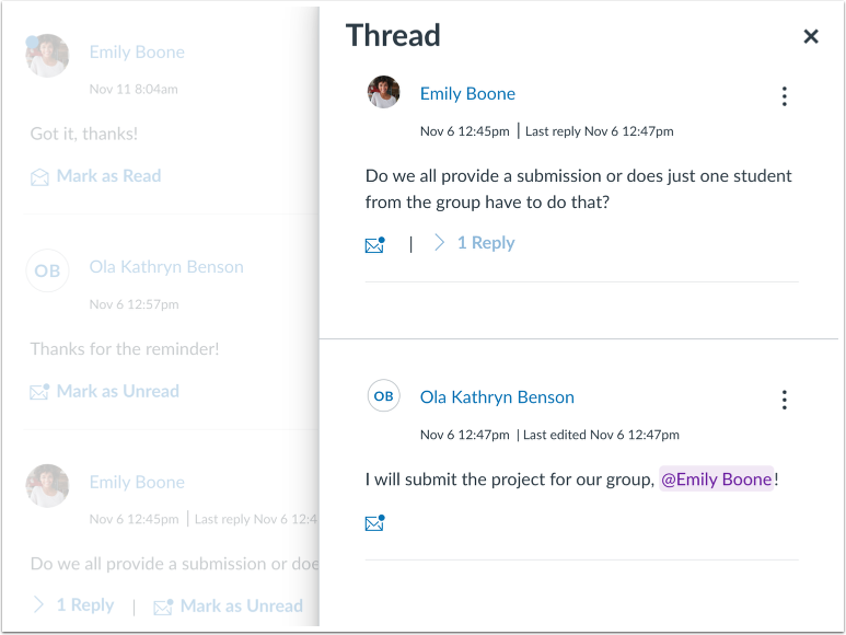View Split Screen Threaded Replies
