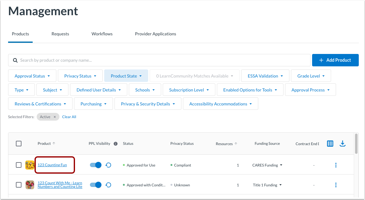 Open Product Settings