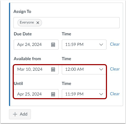 Review Availability Dates