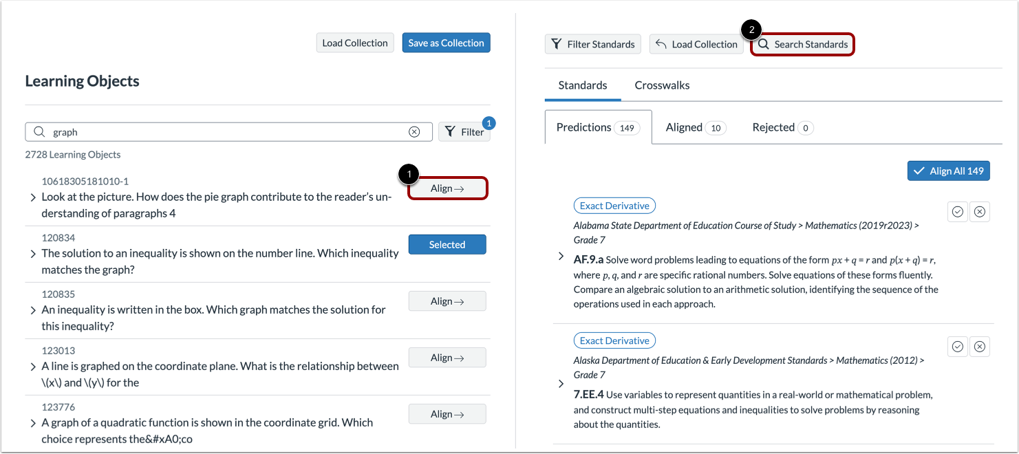 View Predicted Standards