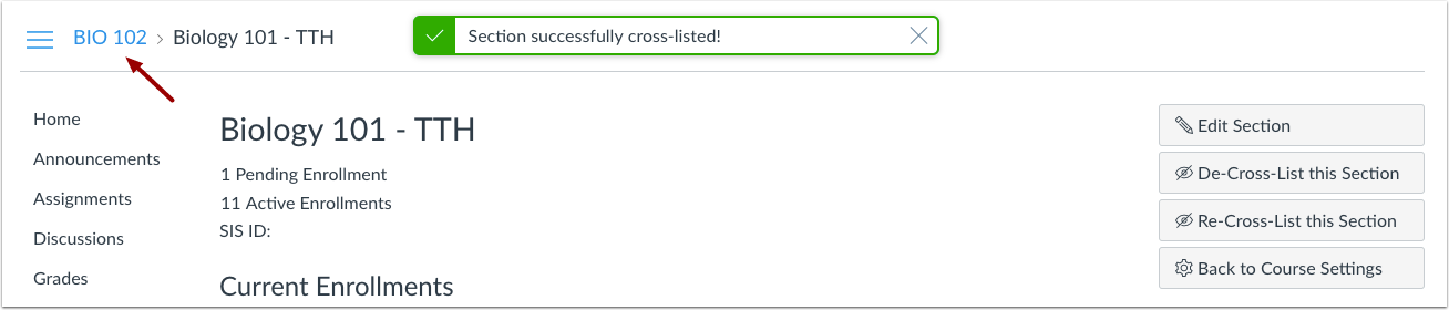 Confirm Cross-Listing