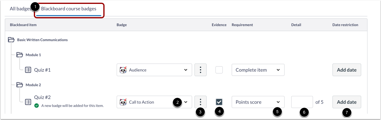 Manage Blackboard Course Badges