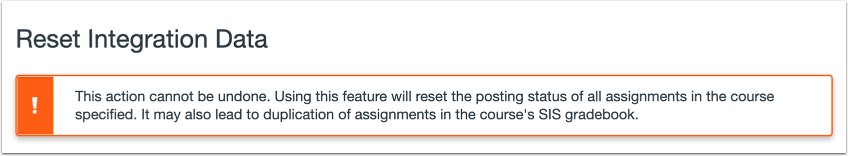 View Reset Integration Data Notification