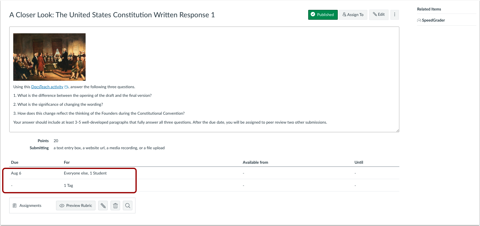 Assignments assigned