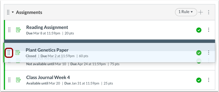 Manually Reorder Assignment