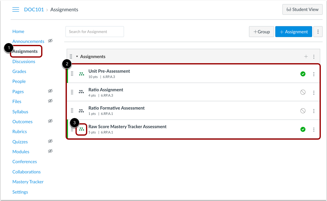 View Added Assessment in Canvas Assignments