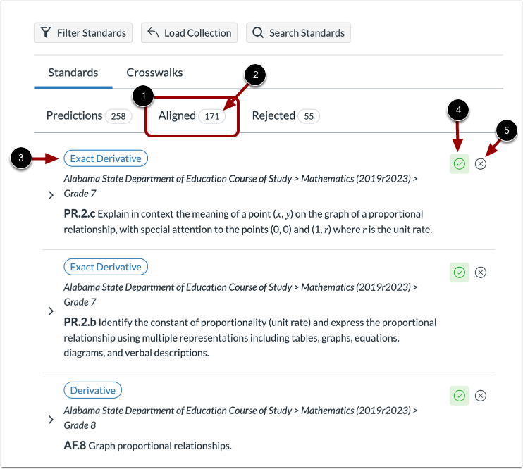 View and Manage Aligned Standards