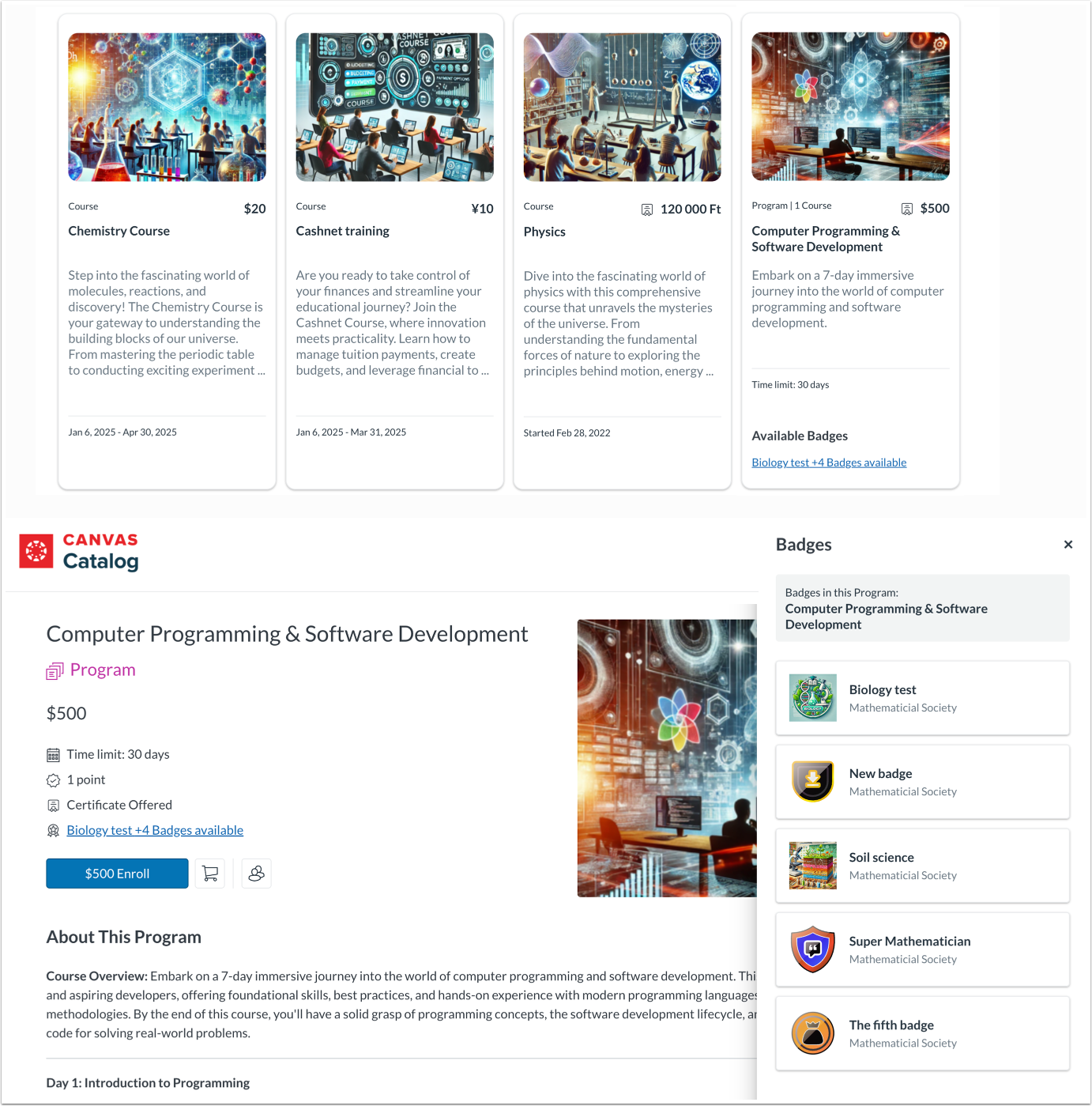 View Canvas Credentials Listings