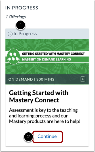 In Progress On-Demand Training Course