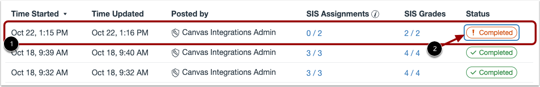 View Grade Sync Details