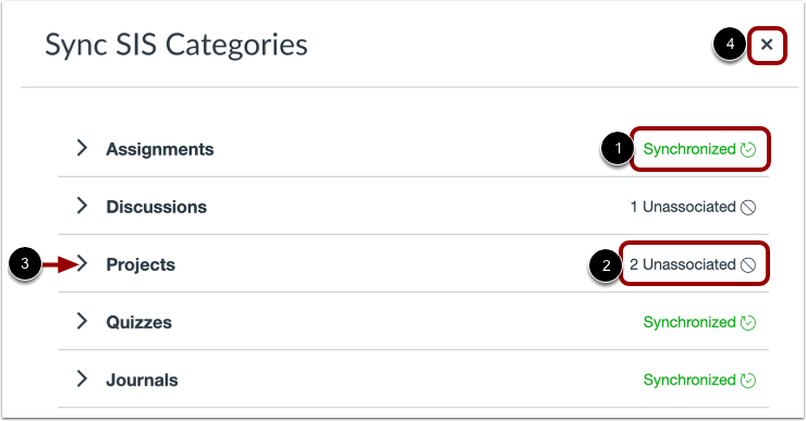 View Synced Assignment Groups