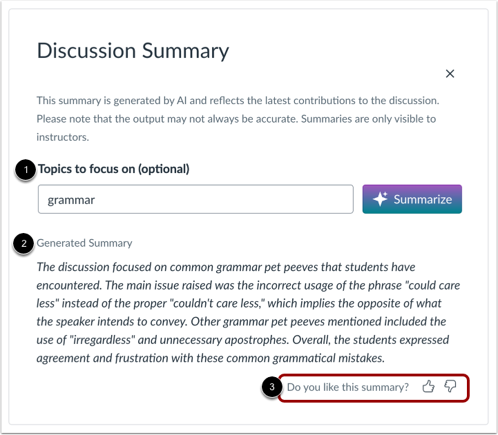 View Discussion Summary