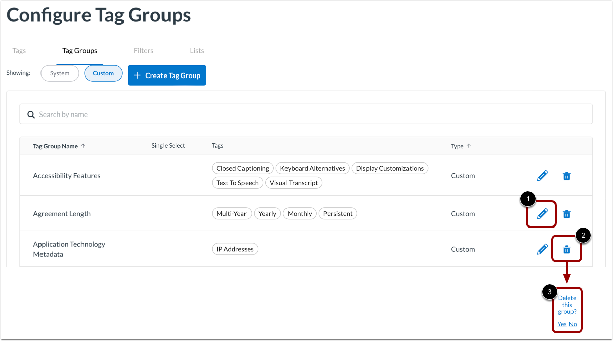 Edit or Delete Tag Groups