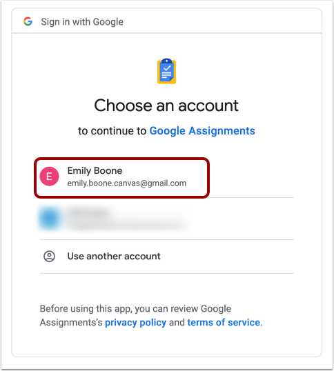 Select Google Account
