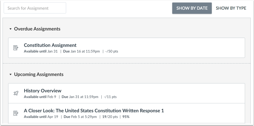 View Assignment List