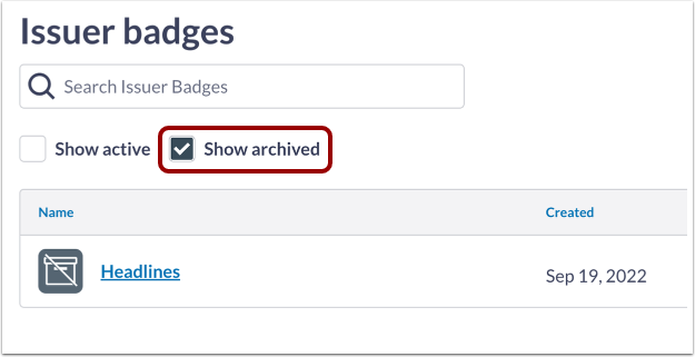 View Archived Badges