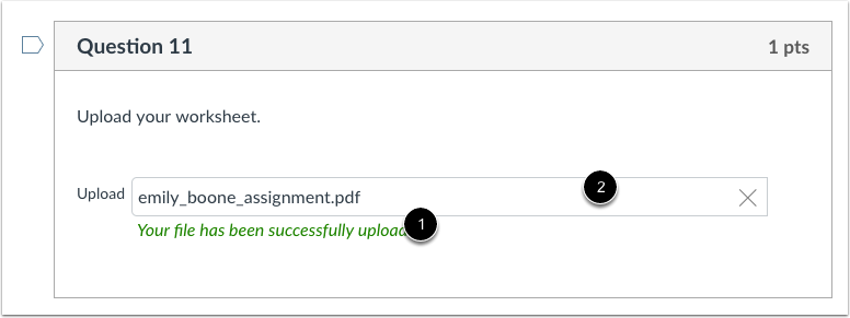 Student Confirmation of File Upload