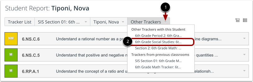Use Student Report Navigation Buttons