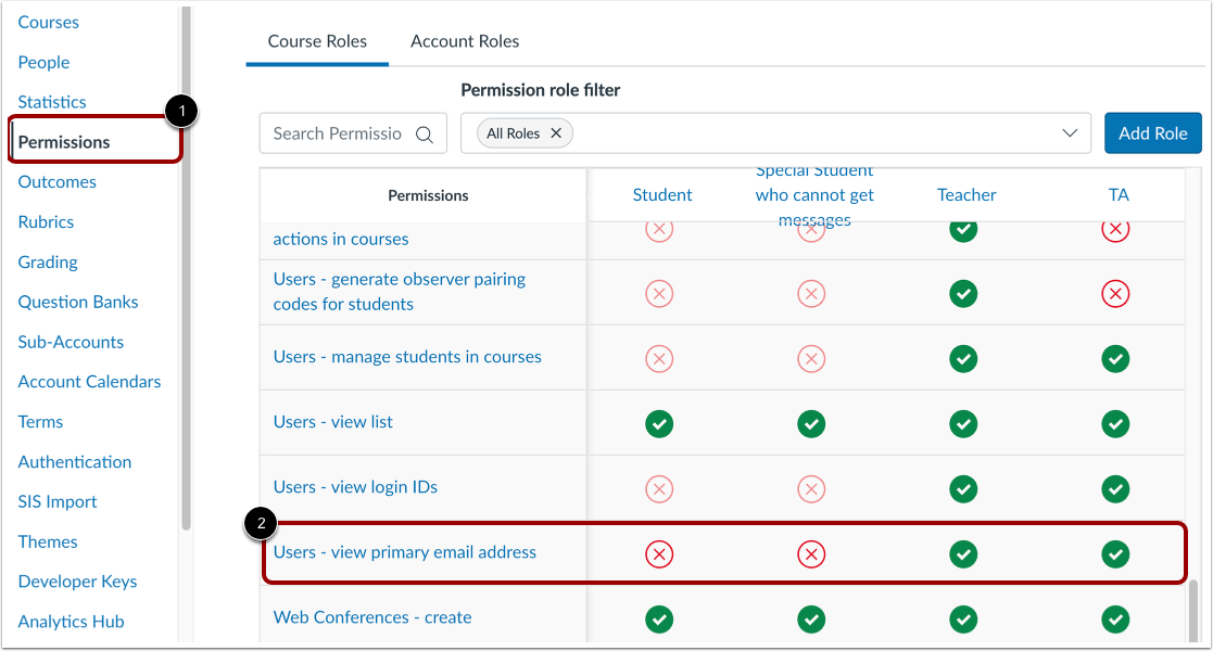 Edit Role Permissions