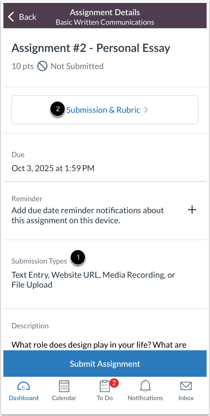 View Assignment Details