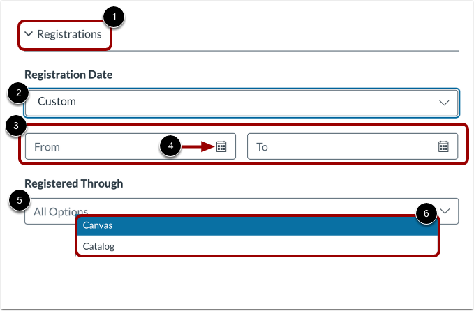 Select Registration Filters