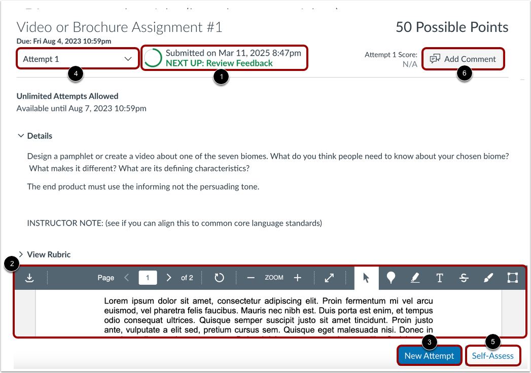 View Assignment Status