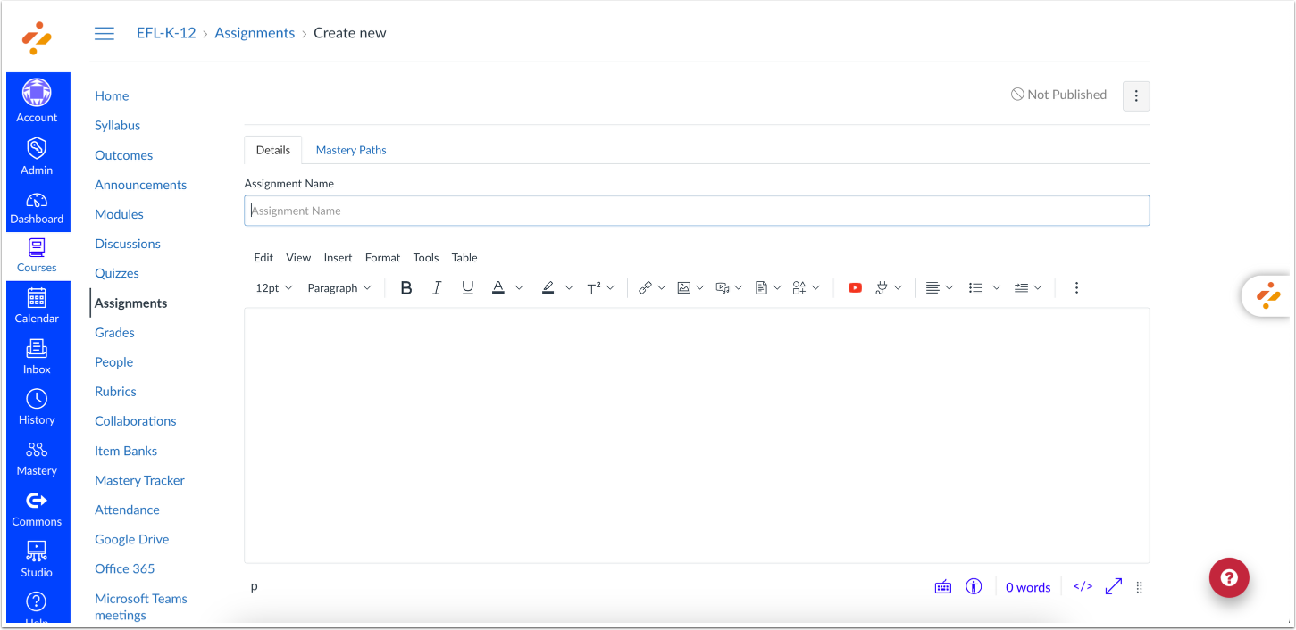 Create New Assignment