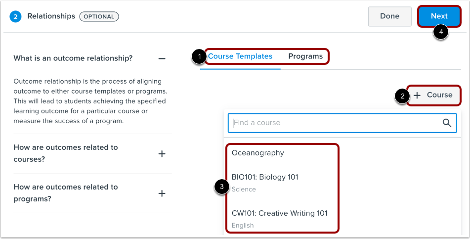 Define Outcome Relationship