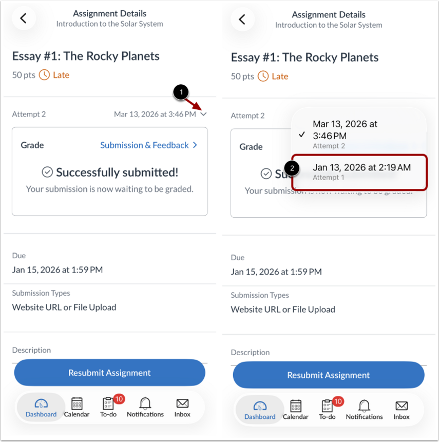 Resubmit Assignment How do I use Assignment Enhancements in the Canvas app on my iOS device ...
