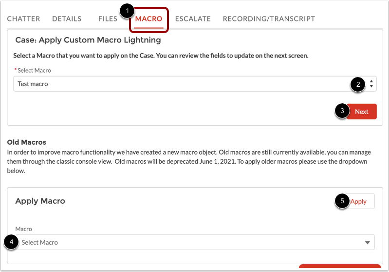 View Case Actions Tab