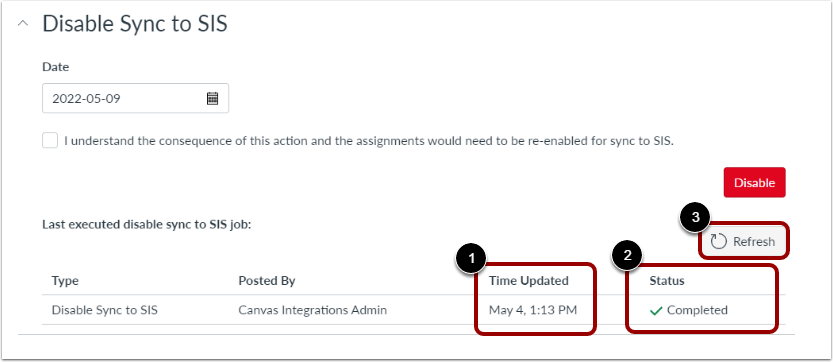 View Disable Sync to SIS History