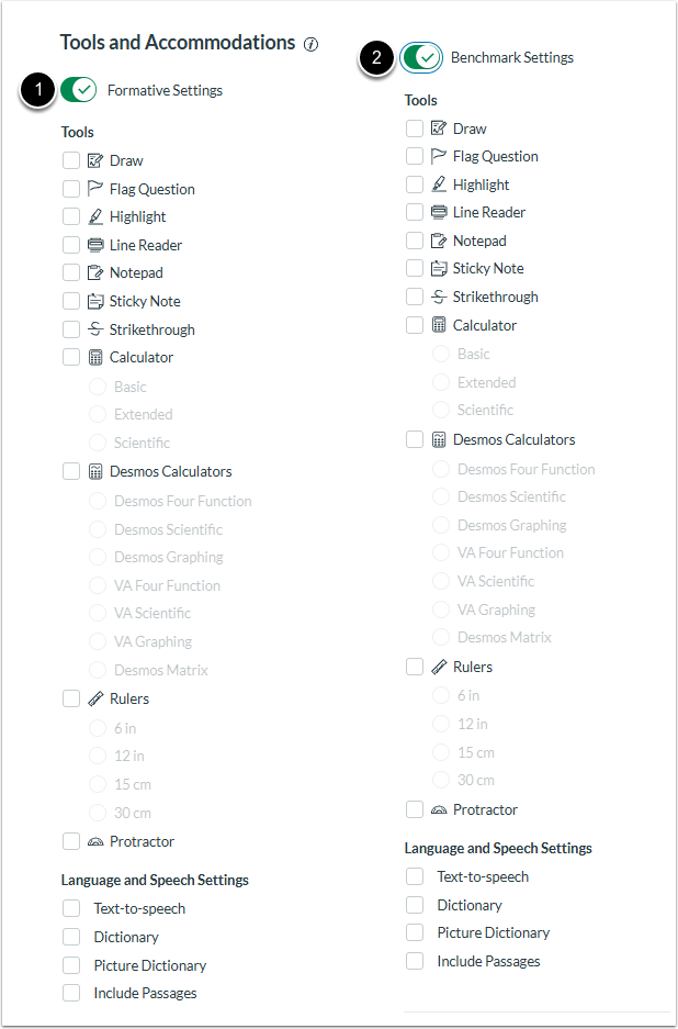 Edit Tools and Accommodations