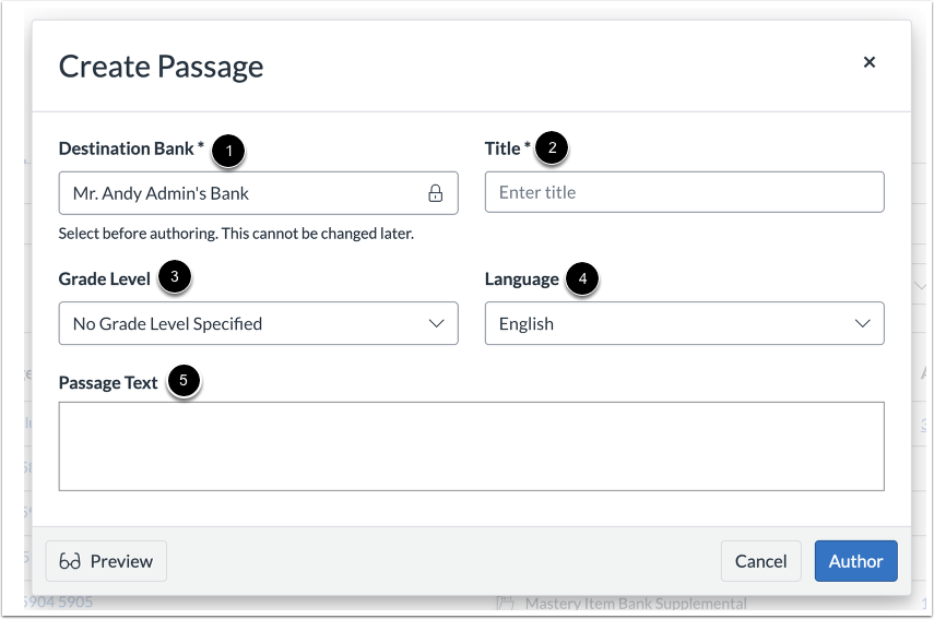 Enter Passage Details