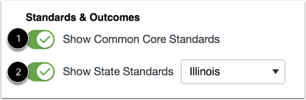 Edit Standards &amp; Outcomes