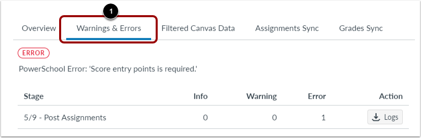 View Warnings and Errors
