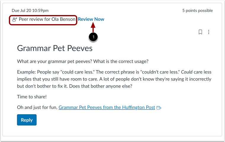 View Assigned Peer Review