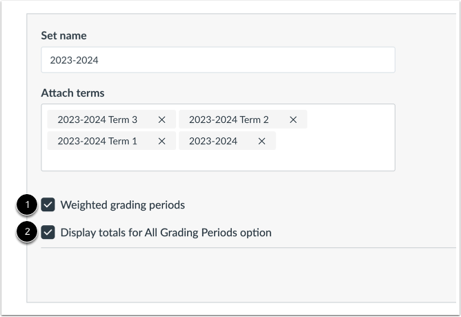 Set Grading Period Options